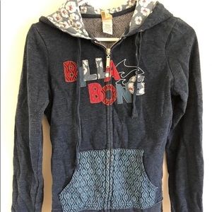 Billabong hoodie Hawaiian surf design hibiscus sweatshirt blue red